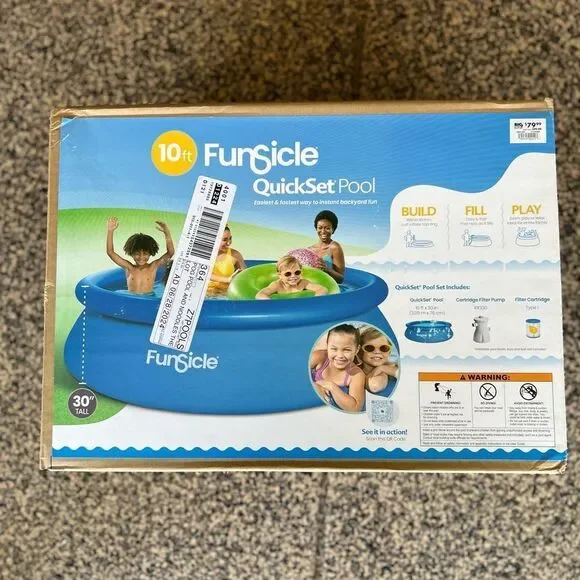 10 X 30 Blue Quickset Inflatable Ring Above-Ground Pool with Pump. - Picture 2 of 12